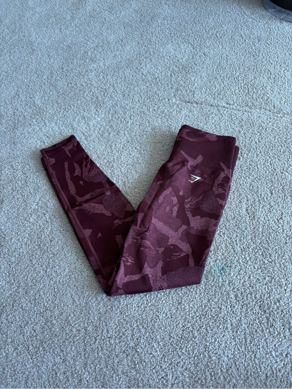 Gymshark Deep Maroon Camo Leggings